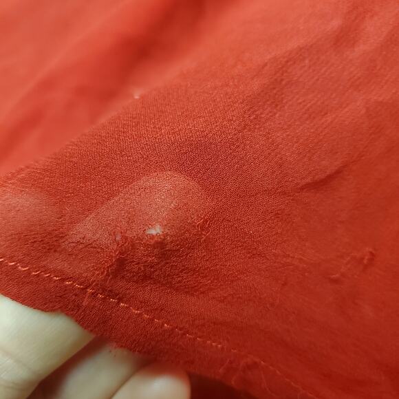 Y2k Silk Blend Red Office Siren Blouse Sheer - Size Large - Picture 8 of 8